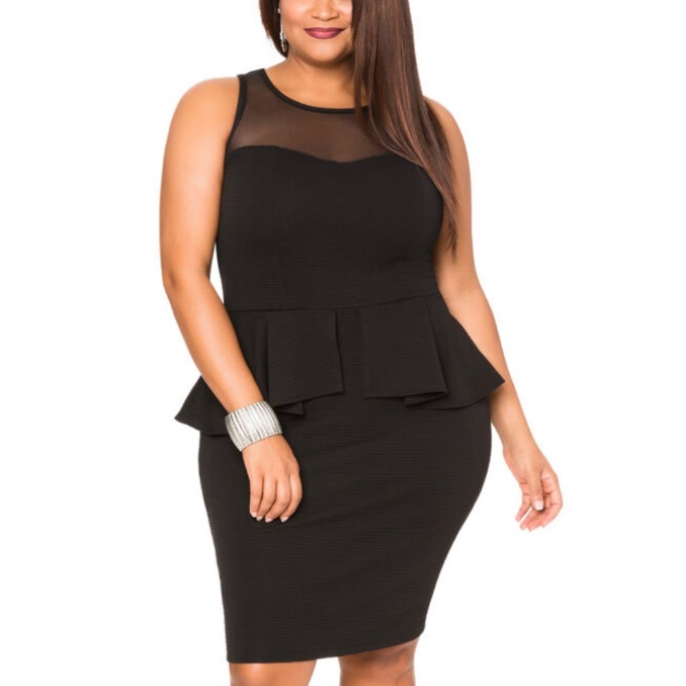 MESH SWEETHEART PEPLUM DRESS